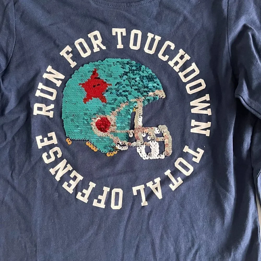 NWT H & M Run For Touchdown Sequin Flip Top, Gold flip Turquoise Helmet US 6-8Y
